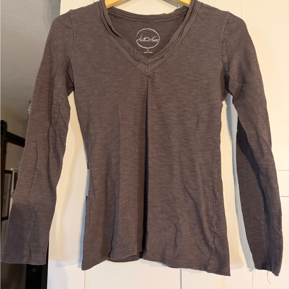 INC brown long sleeve shirt, worn once, great for layering, size S